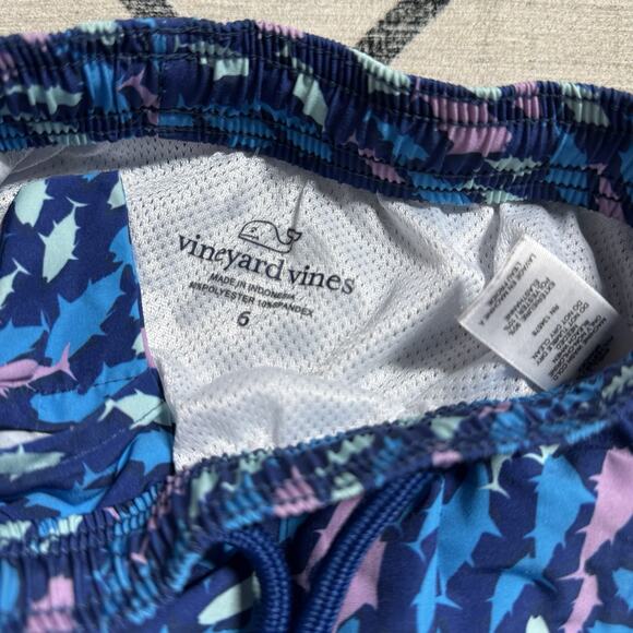 Little Boy’s Vineyard Vines Blue Chappy Swim Trunks Size 6 Fish Print Lined - Picture 3 of 3